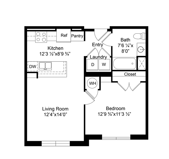 a floor plan of a small house with a bedroom and a living room