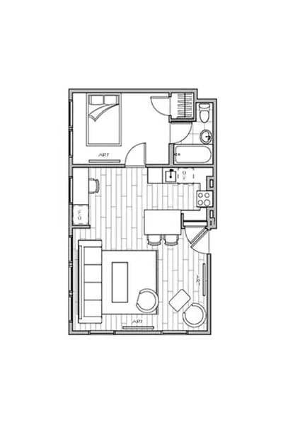 floor plan of the apartment with office space on the ground floor