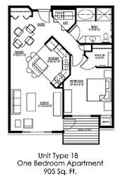 Floor Plan  1 Bedroom Floor Plan at The Landings at Silver Lake Village, St. Anthony, MN 55421