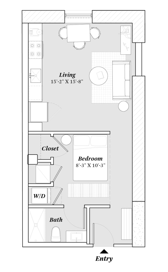 1 bedroom 1 bath A1 Floor Plan 1 bedroom 1 bath A1 Floor Plan at 99 Front, Tennessee