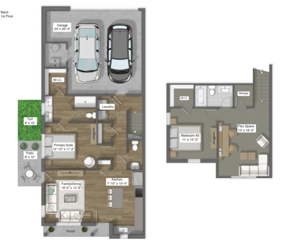 2 bedroom home for rent with upstairs and attached garage