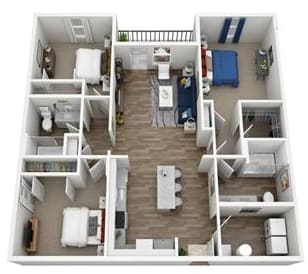 3 bed 2 bath floor plan at Century Vista Palms, Florida