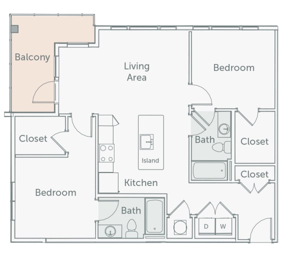 Element 29 - B1 - 2bed-2bath - 2D floor plan