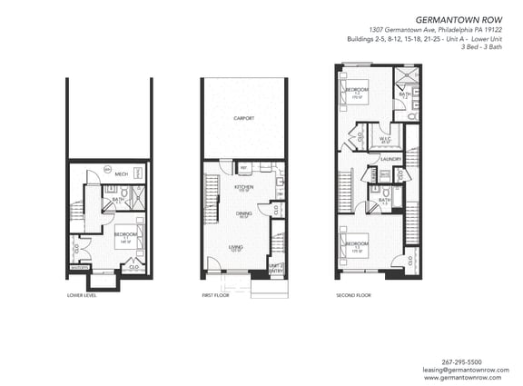 Floor Plan  three floor plans of a residence with different floor plans