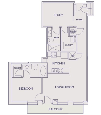 Main 3 Downtown floor plan B2 Flats  - 2 bed 2 bath - 2D