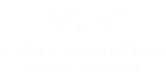 The image is a logo of S. Lew & Associates, LLC, a property management company.