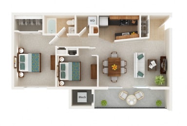Patuxent Floor Plan at Spa Cove Apartments, Maryland