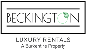 A logo for Beckington Luxury Rentals, a Burkentine property.
