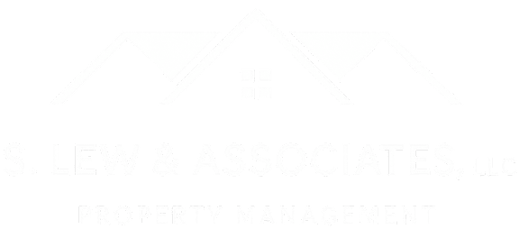 The image is a logo of S. Lew & Associates, LLC, a property management company.