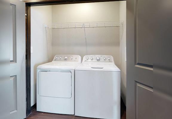 Washer and dryer available in unit in the Melody floor plan at Haven at Uptown in Lincoln, NE