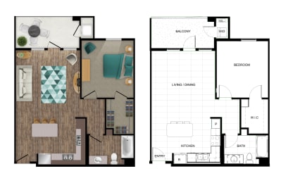 Floor Plan  the floor plan of this apartment has a bedroom and a living room
