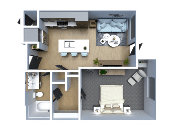 3d floorplan rendering at Solhavn Apartments