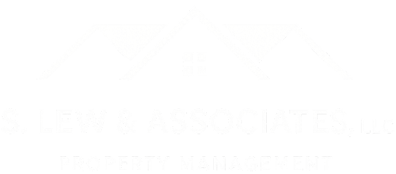 The image is a logo of S. Lew & Associates, LLC, a property management company.