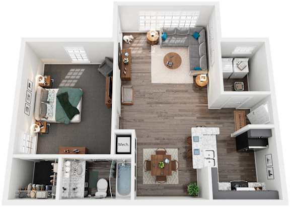 1 Bed 1 Bath Floor Plan | 794 Sq. Ft.