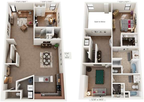 3 Bed 3.5 Bath Floor Plan | 2,045 Sq. Ft. at Mayton Transfer Lofts in Petersburg, VA 23803