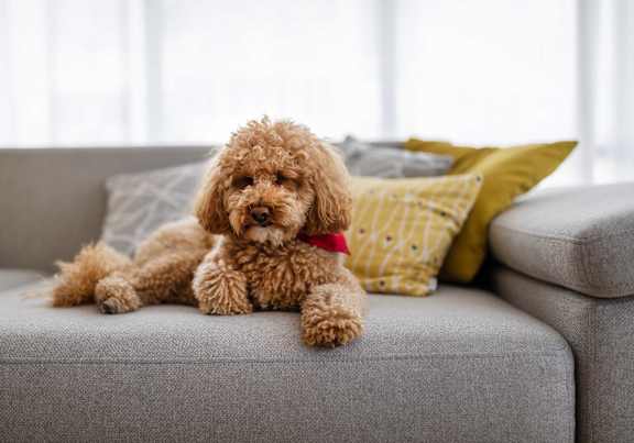 Dog sitting on couch