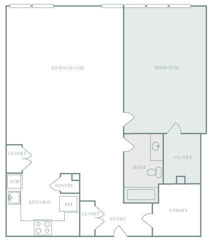 Harbor Hill Apartments floor plan A7 - 1 bed 1 bath - 3D