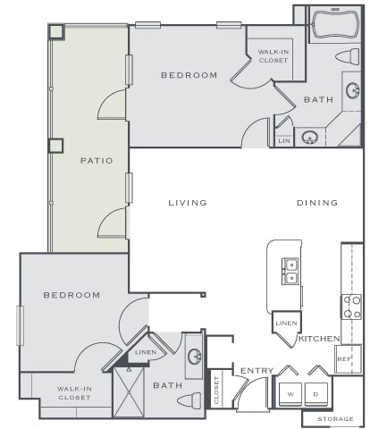Corbin Greens Apartments - B2 - 2 bedrooms and 2 bath