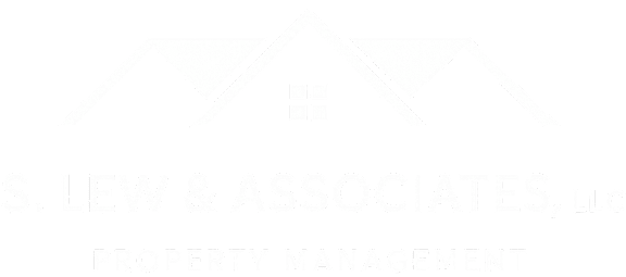 The image is a logo of S. Lew & Associates, LLC, a property management company.