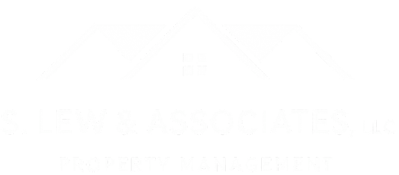 The image is a logo of S. Lew & Associates, LLC, a property management company.