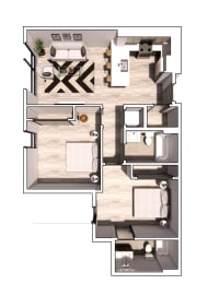 a floor plan of a house with two different views of it