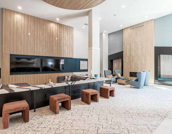 Clubroom with sectional sofa at The Ace, Richmond, 23230