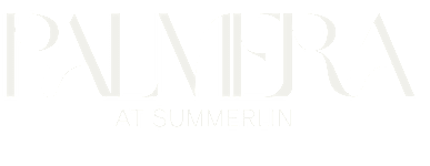 A black background with the word "PALMERA" in white cursive font and "AT SUMMERLIN" in white block letters below it.