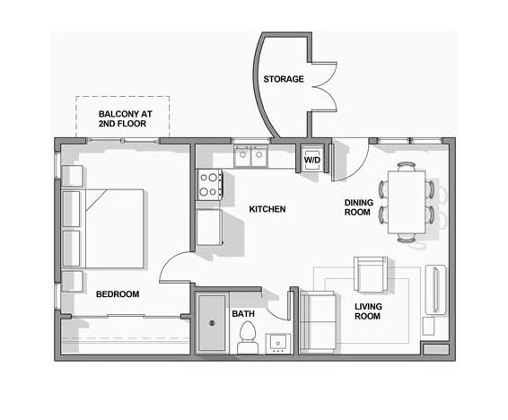 1 Bed Floorplan at Saddleview Apartment Homes, Montana, 59715