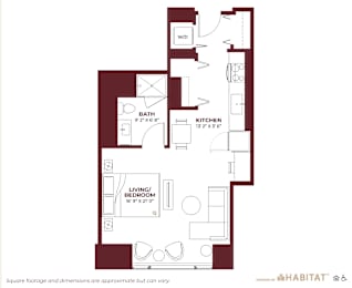 Studio 08 Floor Plan at Cassidy on Canal, Chicago
