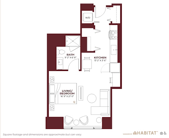 Studio 08 Floor Plan at Cassidy on Canal, Chicago