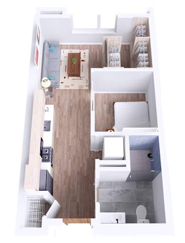 Floor Plan  1 Bed w/ Ori Closet
