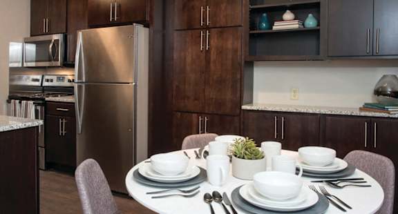 Fitted kitchen at Aspenwoods Apartments, Eagan, Minnesota