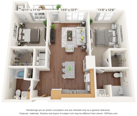 Brighton Oaks_2 Bedroom Floor Plan_2C-ADA