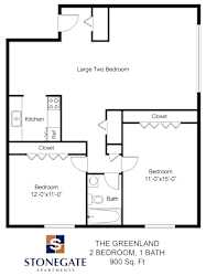 a floor plan of the greenland 2 bedroom apartment