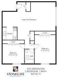 a floor plan of the greenland 2 bedroom apartment