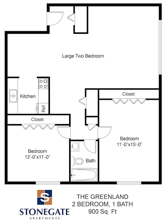 a floor plan of the greenland 2 bedroom apartment