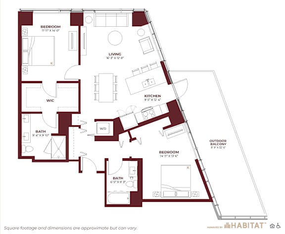Penthouse 04A Floor Plan at Cassidy on Canal, Chicago, IL, 60654