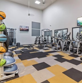Fitness Center with Free Weights at Saw Mill Village Apartments, Columbus, Ohio
