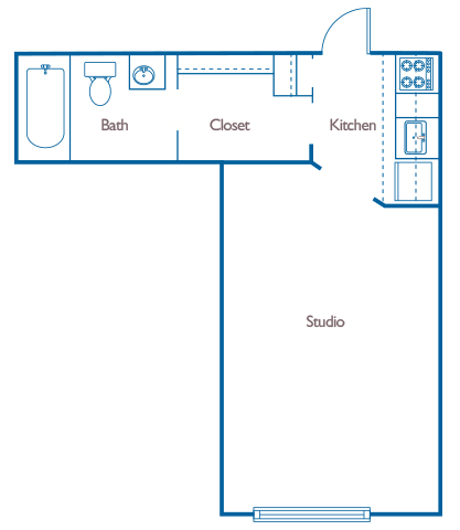 Hill House floor plan - A1A - 0 bedrooms 1 bath - 2D