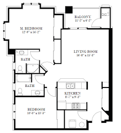 A floor plan for a Millennium Unit D2 with dimensions for each room.