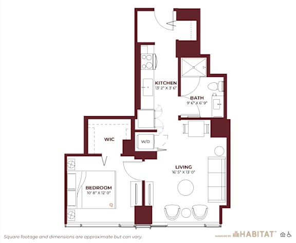 Junior 1 Bedroom Floor Plan at Cassidy on Canal, Chicago, Illinois