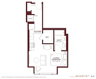 Studio 04 Floor Plan at Cassidy on Canal, Chicago