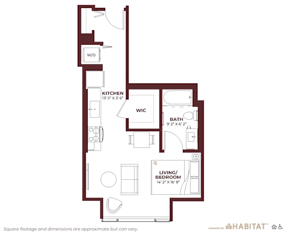 Studio 04 Floor Plan at Cassidy on Canal, Chicago