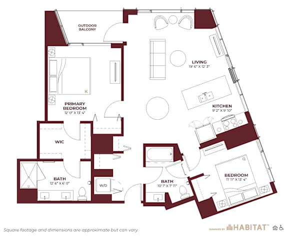 2 Bed 2 Bath Floor Planat Cassidy on Canal, Chicago, IL, 60654
