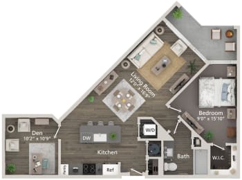 905 Square-Feet A5 1 bed 1 bath  Floorplan  at Allure on the Parkway, Lake Mary, 32746