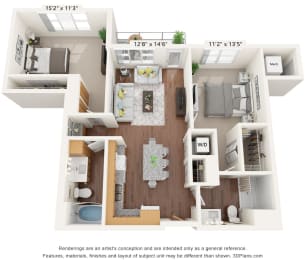 Brighton Oaks_2 Bedroom Floor Plan_2F