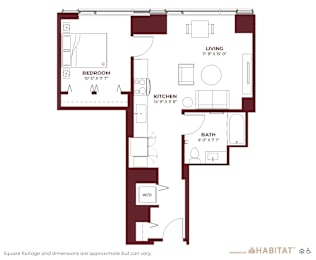 Studio 05B Floor Planat Cassidy on Canal, Chicago, IL, 60654