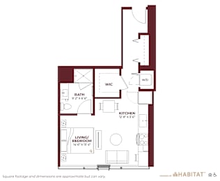 Studio 06 Floor Plan at Cassidy on Canal, Chicago, IL, 60654