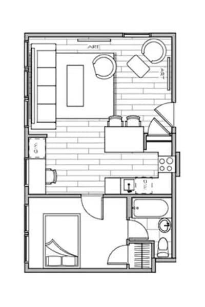 bedroom floor plan of a studio apartment 05 floor