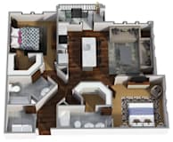 2 Bedrooms and 2 Bathrooms Floor Plans B at Century Town Center, Gainesville, FL, 32607